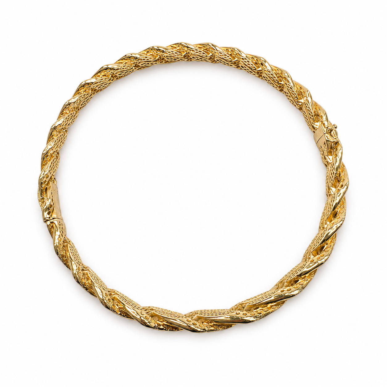 14KT Gold Cuban 15 mm Bangle Bracelet