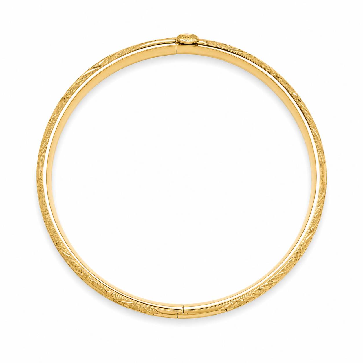14KT Yellow Gold Diamond Cut 6 mm Bangle Bracelet