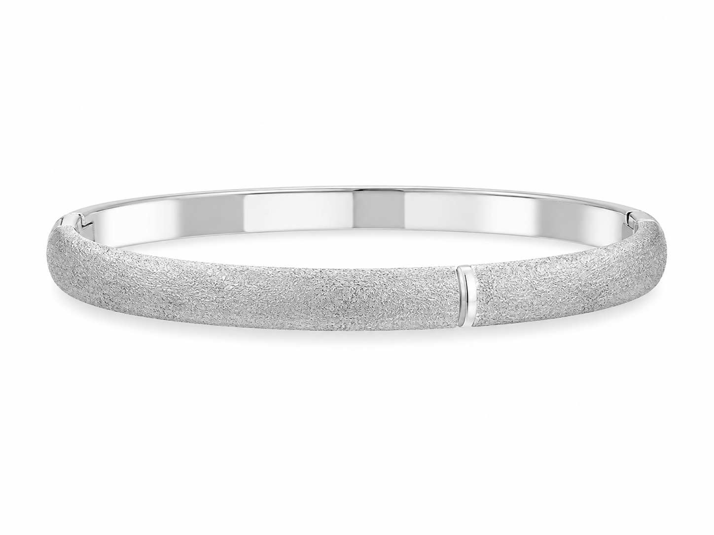 14KT White Gold Brushed 6 mm Bangle Bracelet
