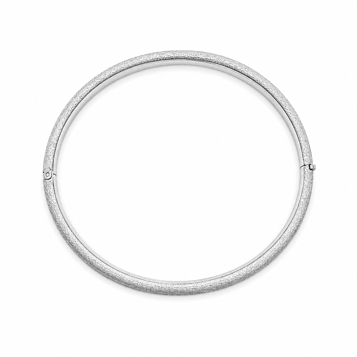 14KT White Gold Brushed 6 mm Bangle Bracelet