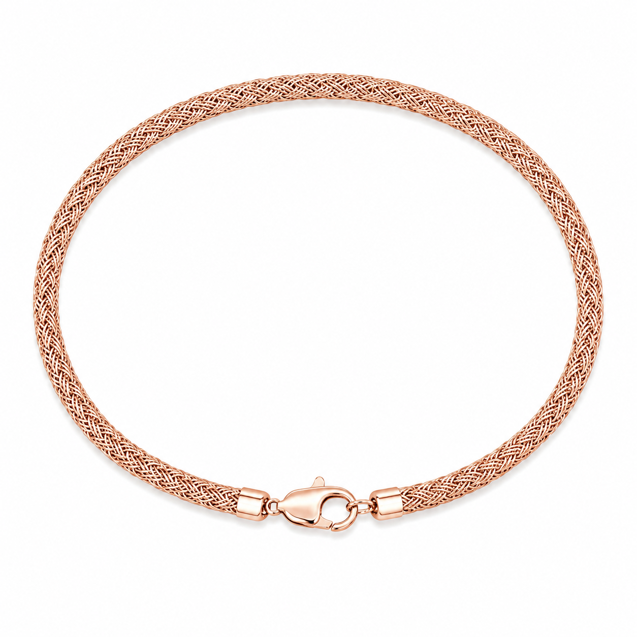 14KT Rose Gold Thread Lobster 2.8 MM Lock Bangle Bracelet