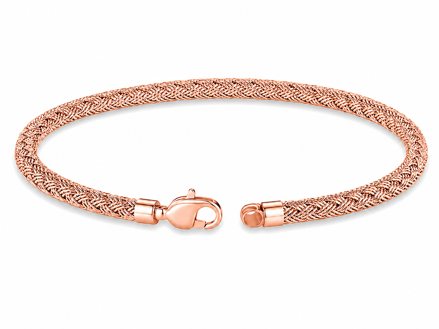 14KT Rose Gold Thread Lobster 2.8 MM Lock Bangle Bracelet