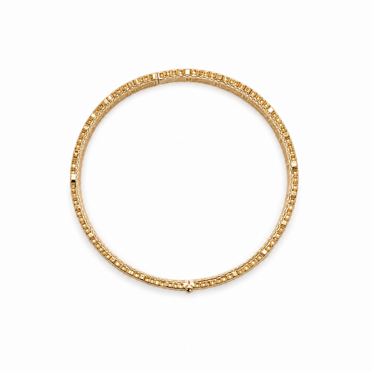 14KT Yellow Gold Cuban 8 mm CZ Bangle Bracelet