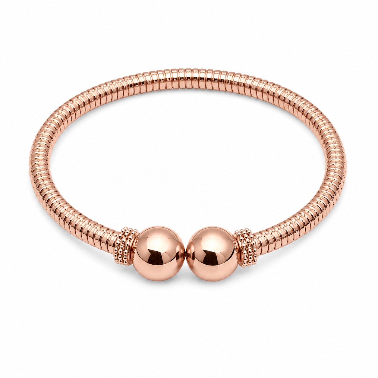 14KT Rose Gold 4.7 MM Elastic Adjustable Bangle Bracelet