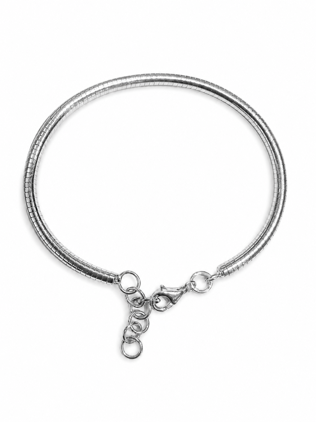 14KT White Gold Adjustable 3 MM Lobster Lock Bangle Bracelet