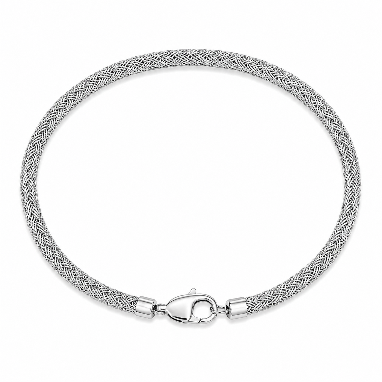 14KT White Gold Thread 2.8 MM Lobster Lock Bangle Bracelet