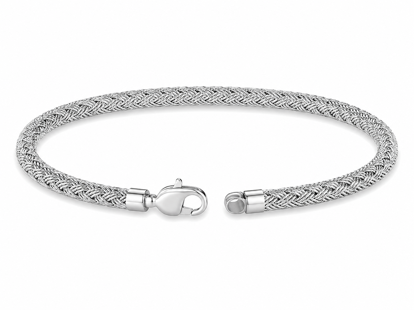 14KT White Gold Thread 2.8 MM Lobster Lock Bangle Bracelet