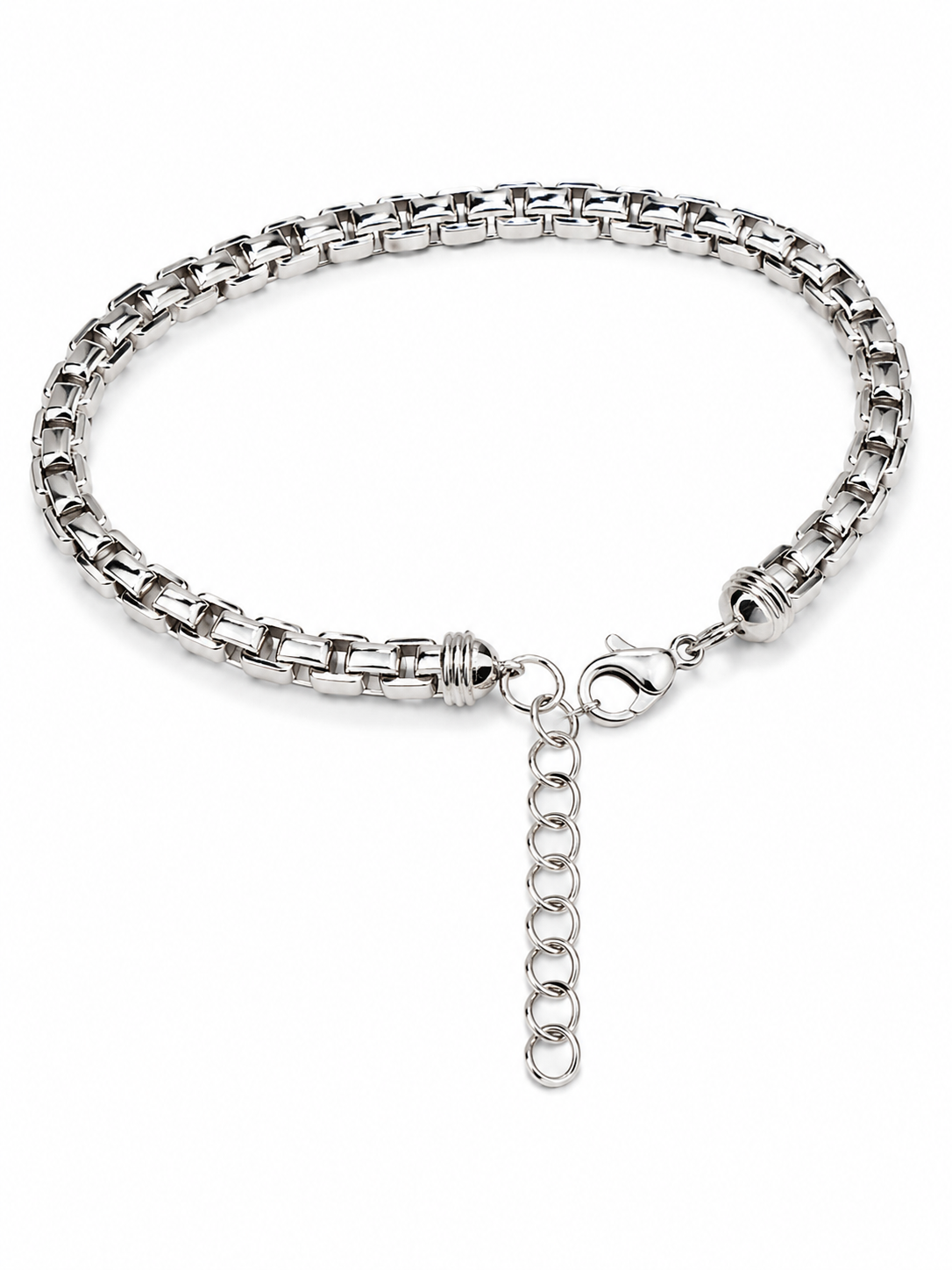 14KT White Gold Thick 6 MM Linked Adjustable Lobster Lock Bangle Bracelet