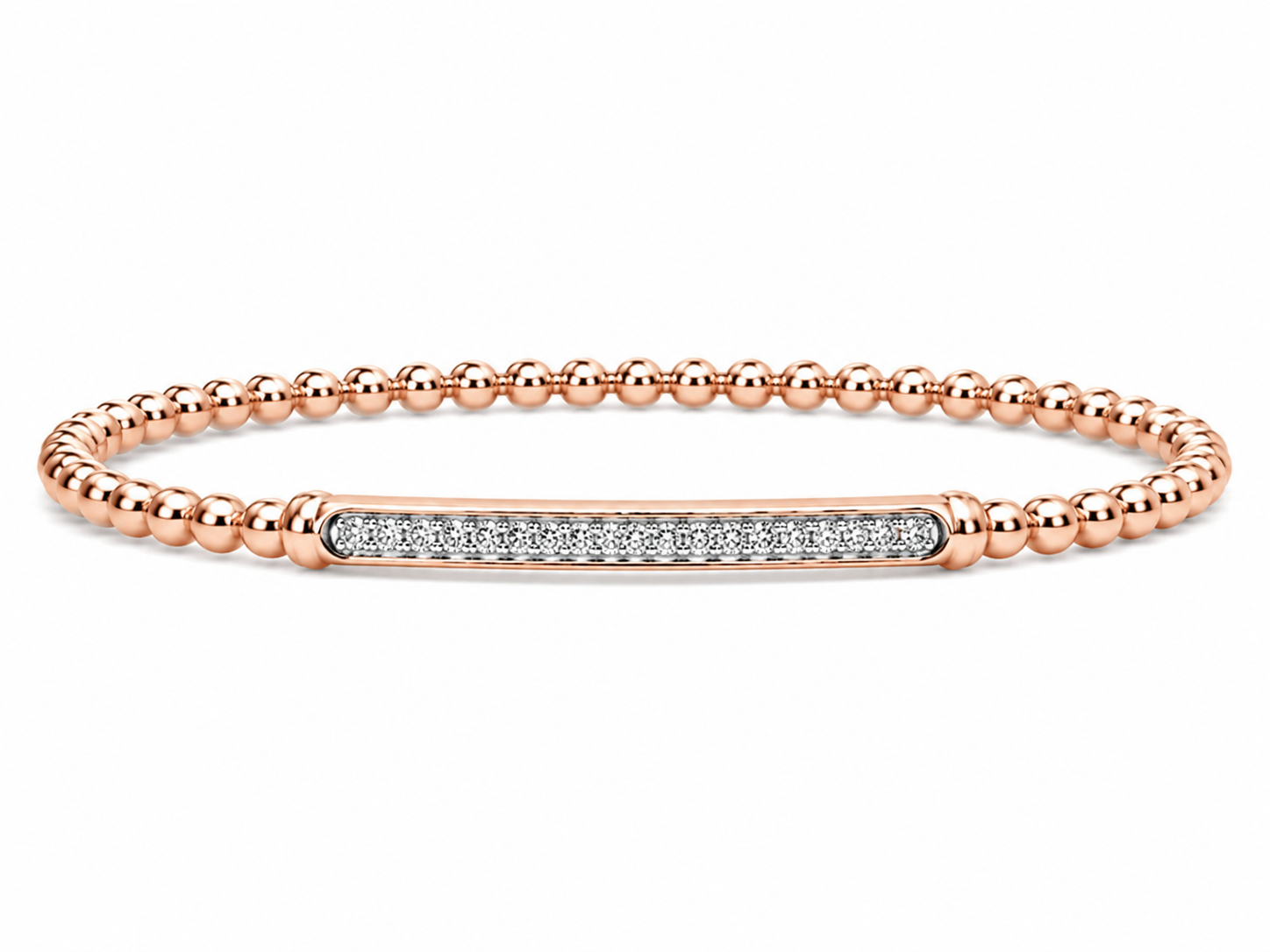 14KT Yellow Gold 0.9 CTW Diamond Elastic Adjustable 4 MM Bangle Bracelet
