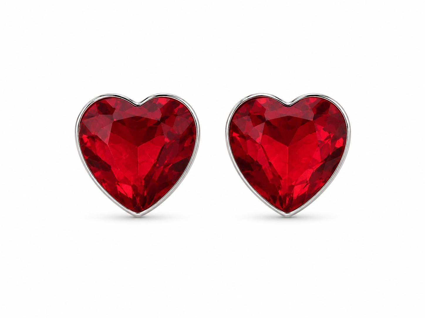 Brass Heart Stone Stud Earrings
