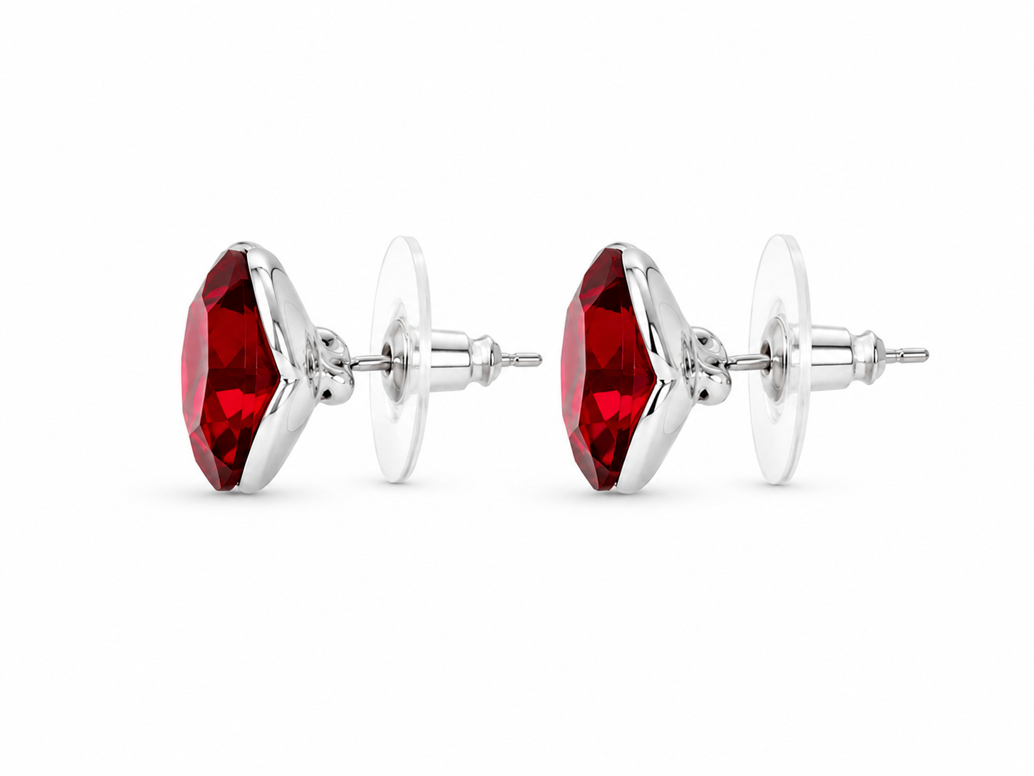 Brass Heart Stone Stud Earrings