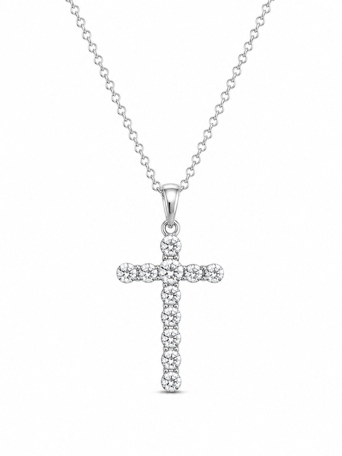 Brass Cross Crystal Necklace