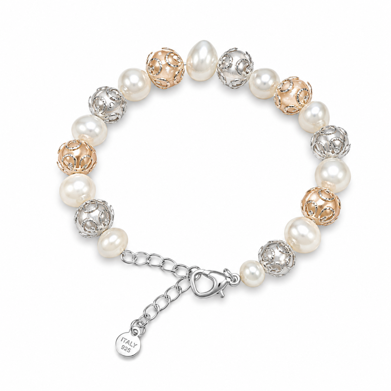 Stainless Steel Wrapped Pearl Necklace & Bracelet Set