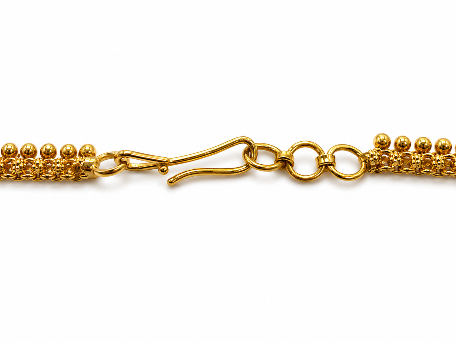 22KT Yellow Gold Black Bead Mesh Choker Bridal Necklace