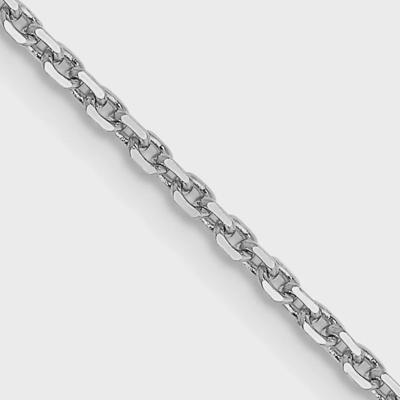 14KT Solid White Gold 1.5 MM Cable Link Chain