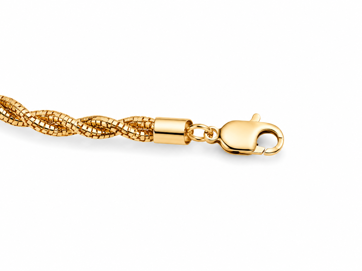 14KT Yellow Gold Rope Twist Adjustable 3.5 MM Lobster Lock Bangle Bracelet