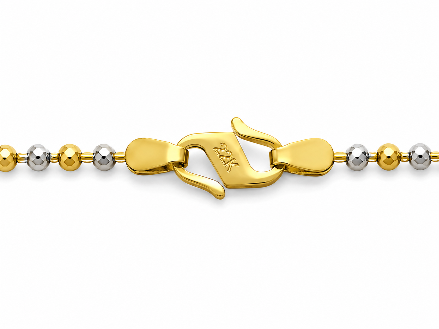 22KT Two Tone Gold 2.5 MM Bead Necklace