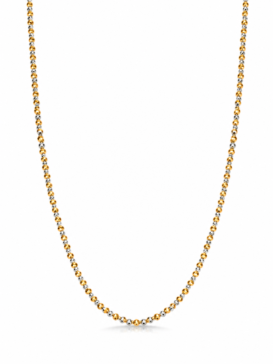 22KT Two Tone Gold 2.5 MM Bead Necklace