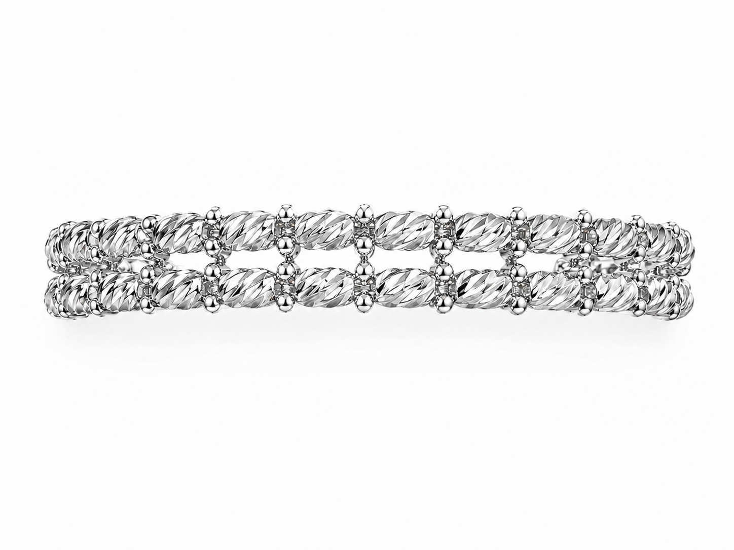 18KT White Gold Layered 6 MM Lobster Claw Lock Bangle Bracelet