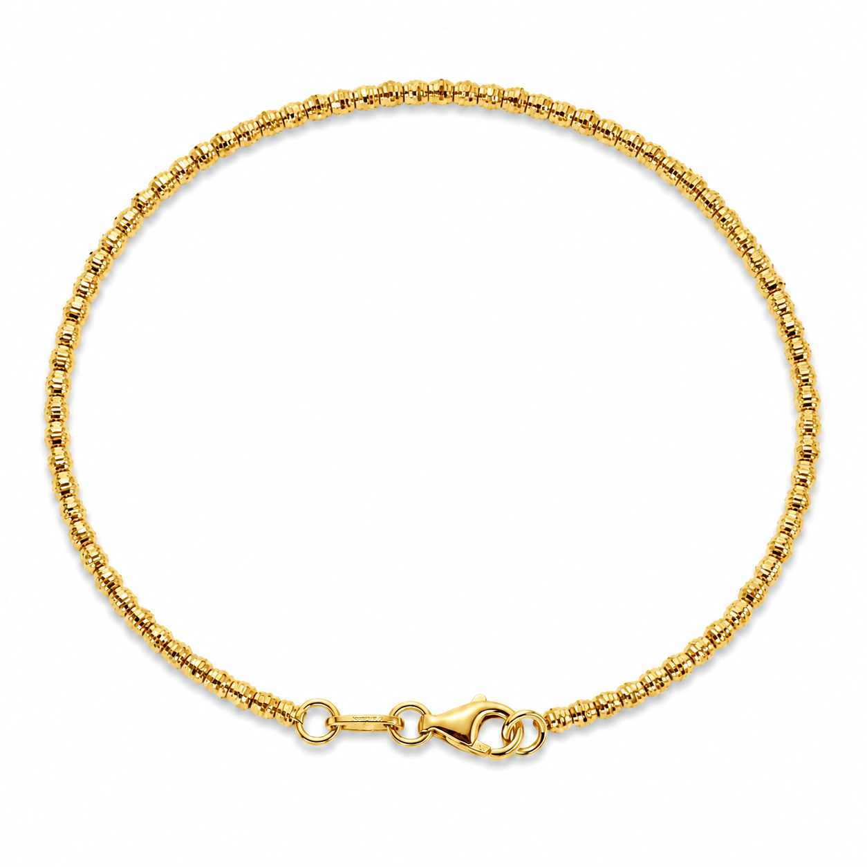 14KT Yellow Gold Thin 2 MM Lobster Claw Lock Bangle Bracelet