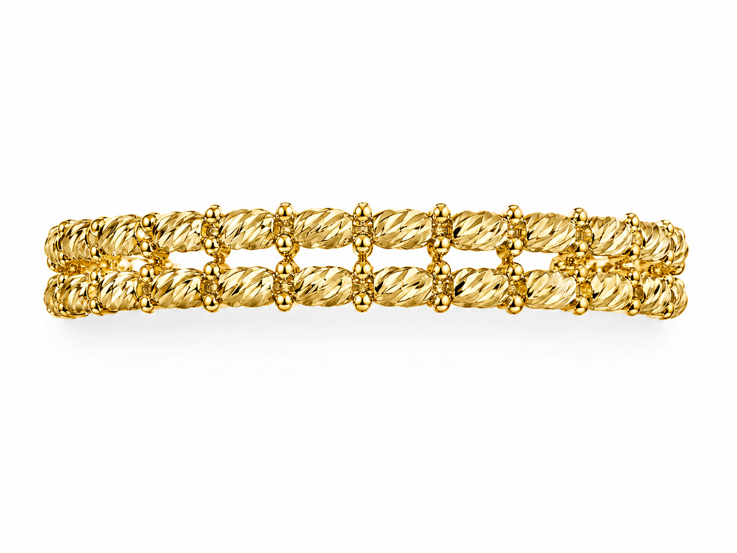14KT Yellow Gold Layered 6 MM Adjustable Lobster Claw Lock Bangle Bracelet