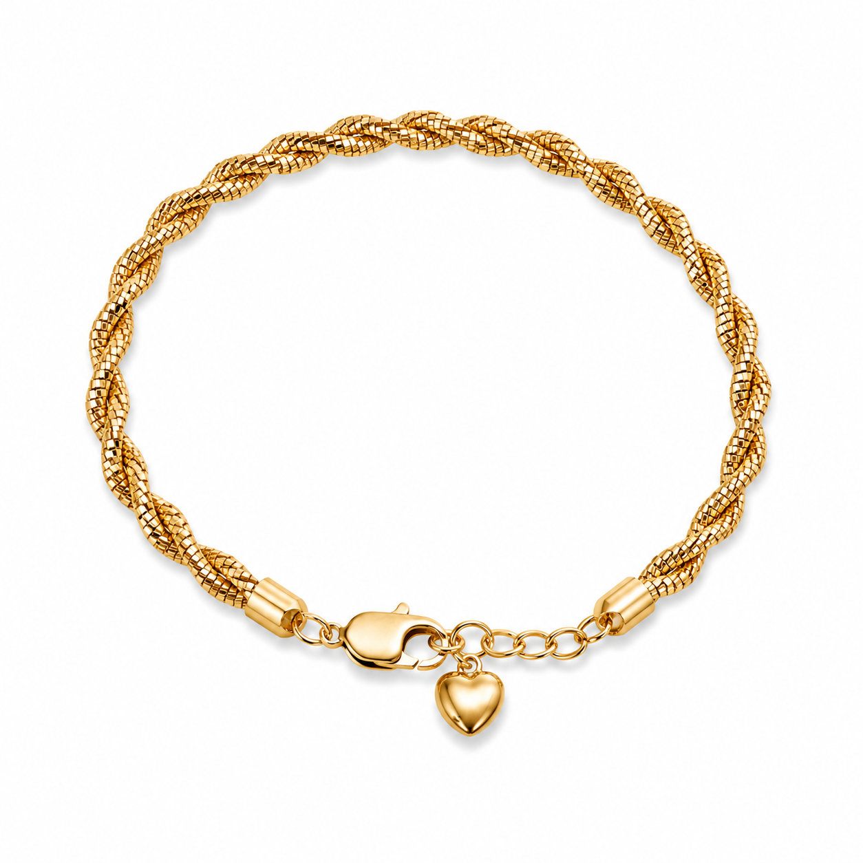 14KT Yellow Gold Rope Twist Adjustable 3.5 MM Lobster Lock Bangle Bracelet