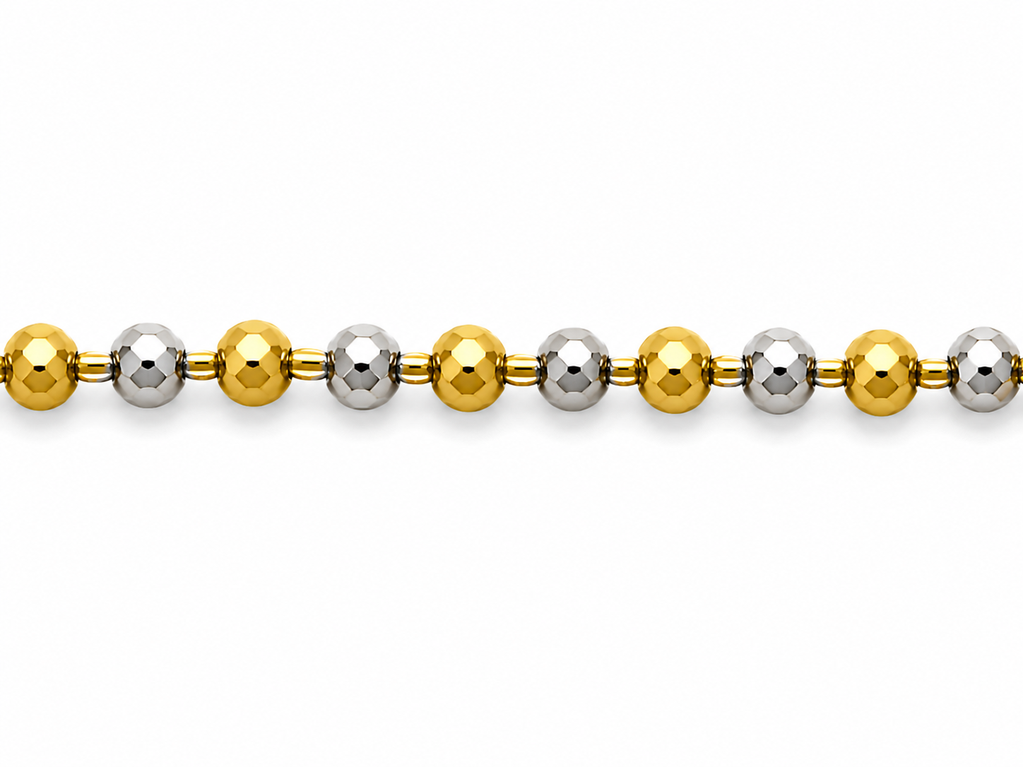 22KT Two Tone Gold 2.5 MM Bead Necklace