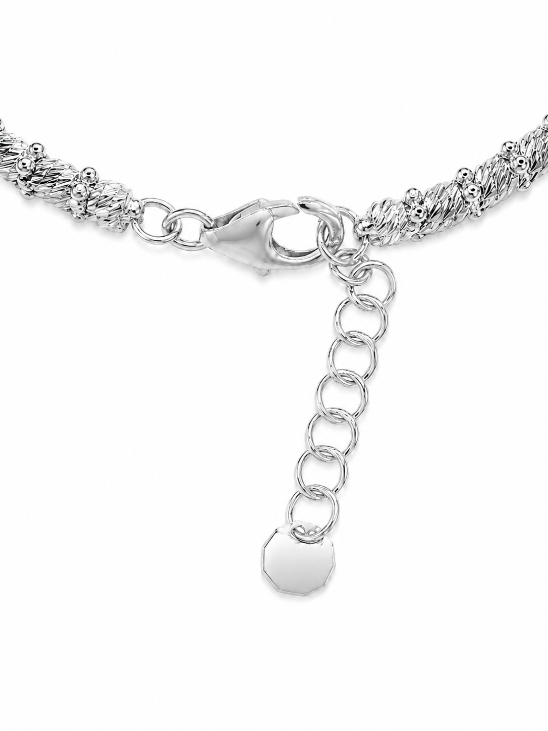 18KT White Gold Layered 6 MM Lobster Claw Lock Bangle Bracelet