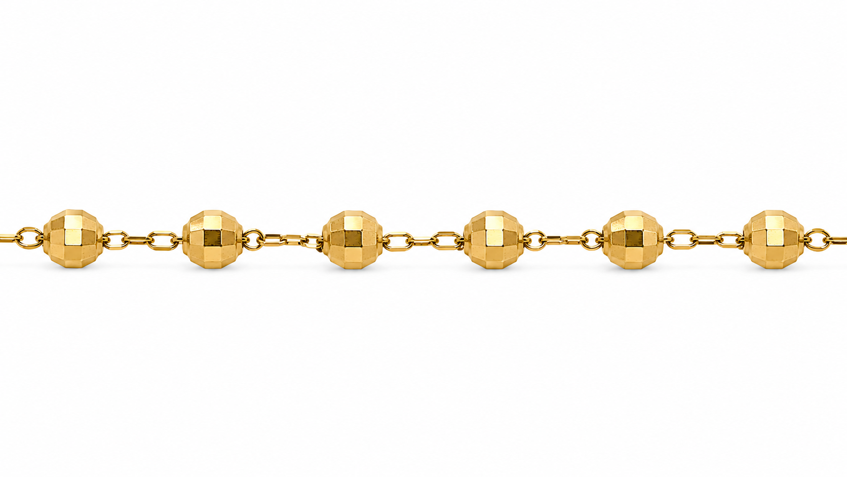 14KT Yellow Gold 4 MM Diamond Cut Rosary Necklace