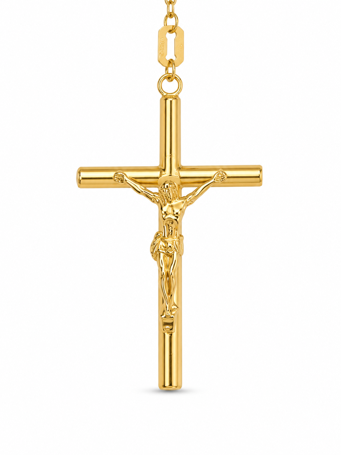 14KT Yellow Gold 4 MM Diamond Cut Rosary Necklace