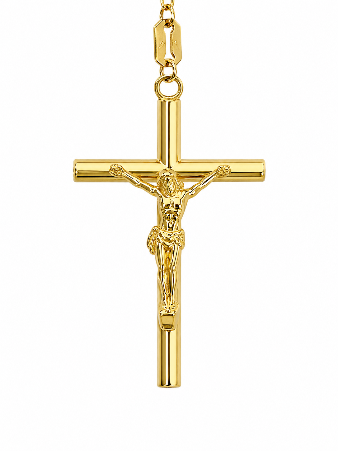 14KT Yellow Gold 5 MM Rosary Necklace
