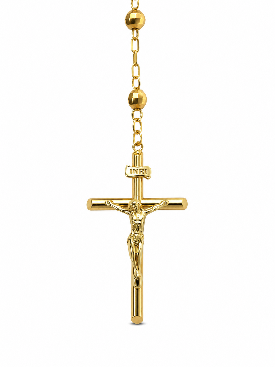 14KT Yellow Gold 6 MM Rosary Style Necklace