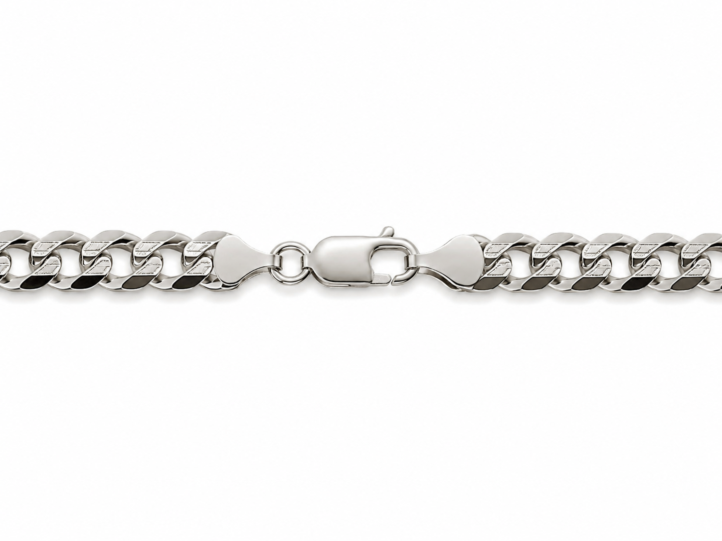 14KT Solid White Gold 6.5 MM Curb Cuban Chain
