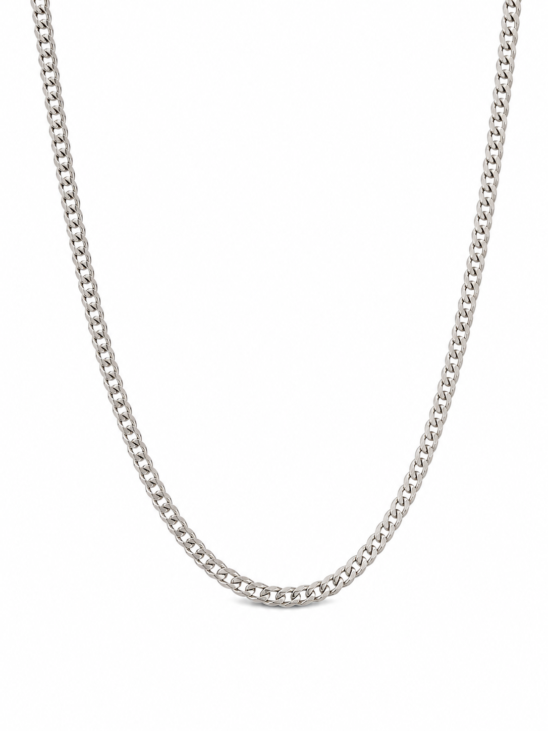 14KT Solid White Gold 4 MM Curb Cuban Link Chain