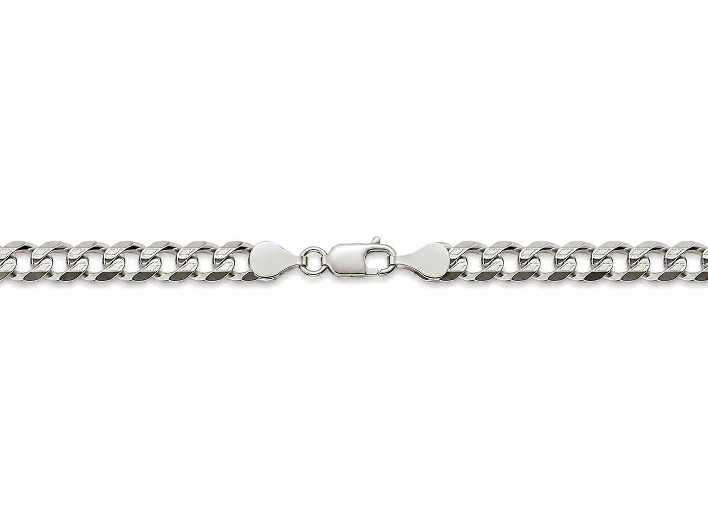 14KT Solid White Gold 4 MM Curb Cuban Link Chain