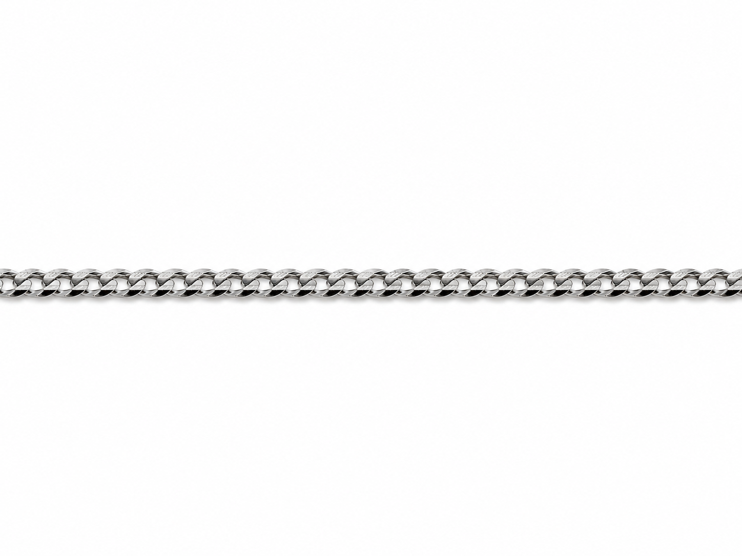 14KT Solid White Gold 2 MM Curb Cuban Link Chain