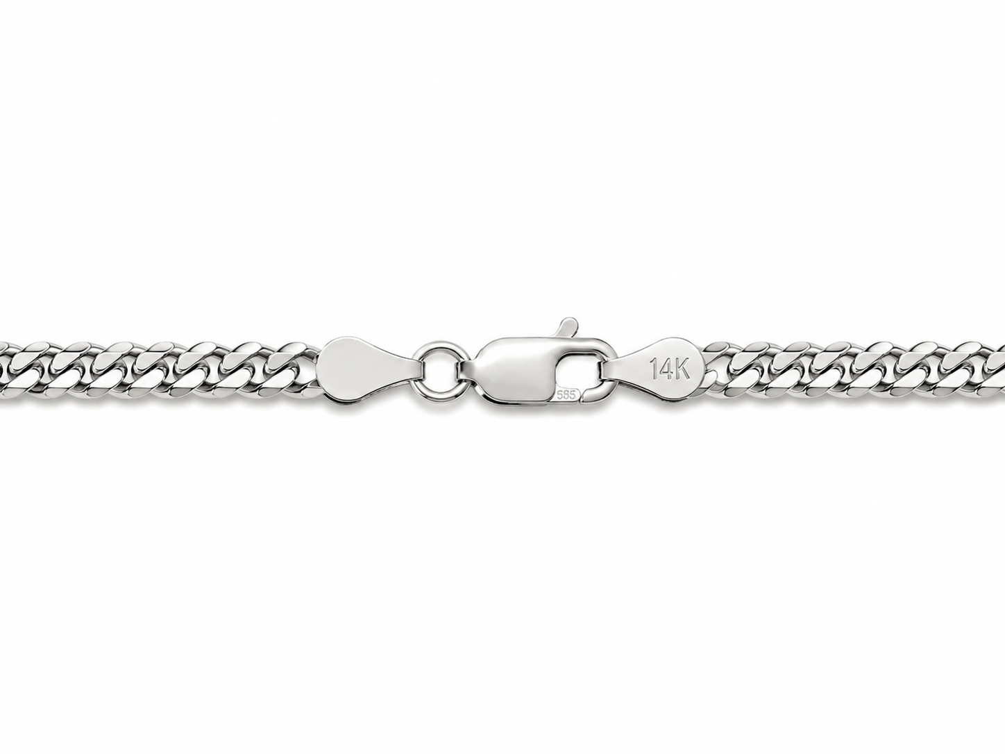 14KT Solid White Gold 3 MM Miami Cuban Chain