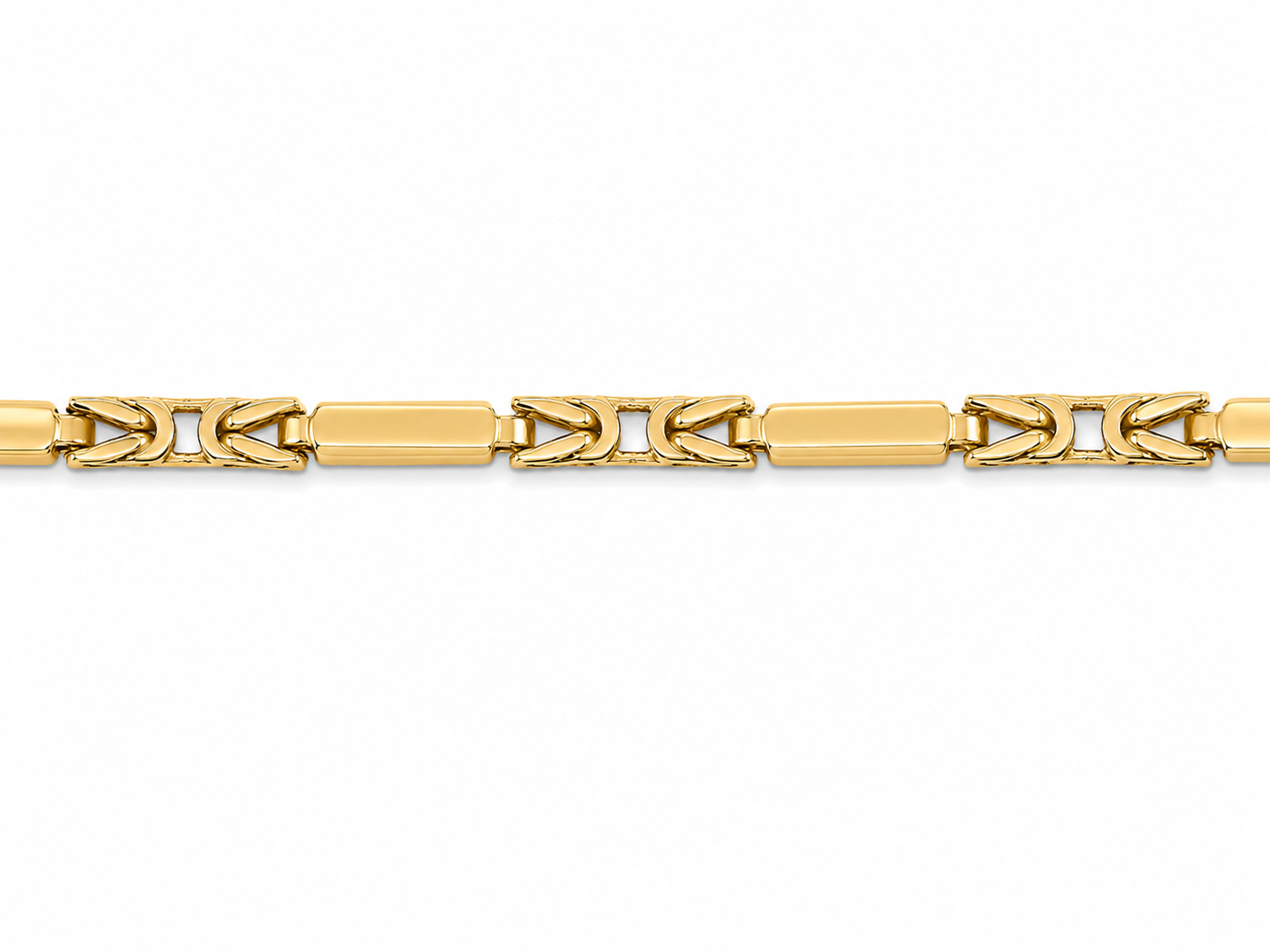10KT Yellow Gold 3.5 MM Bar Byzantine Chain
