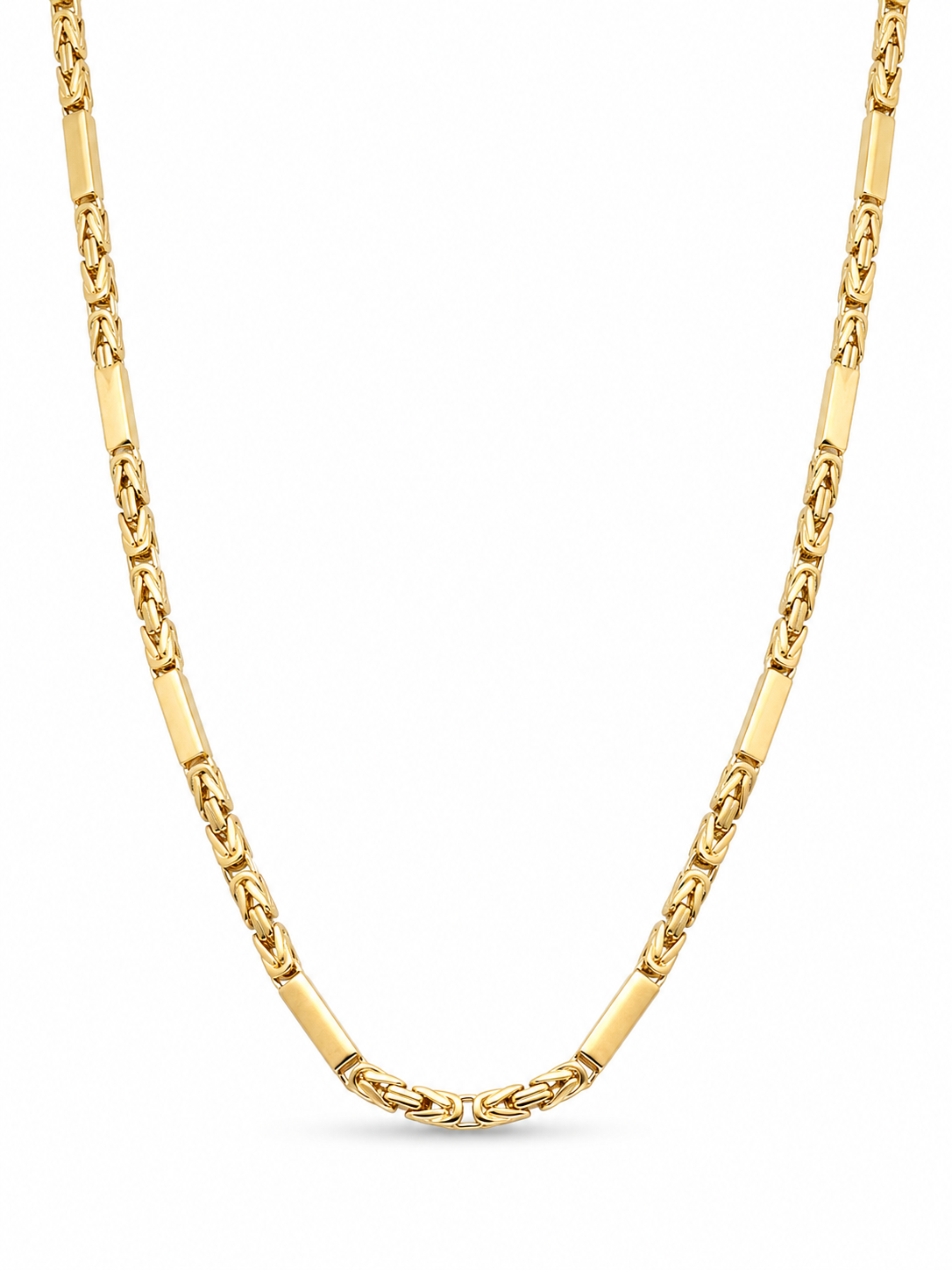 10KT Yellow Gold 3.5 MM Bar Byzantine Chain