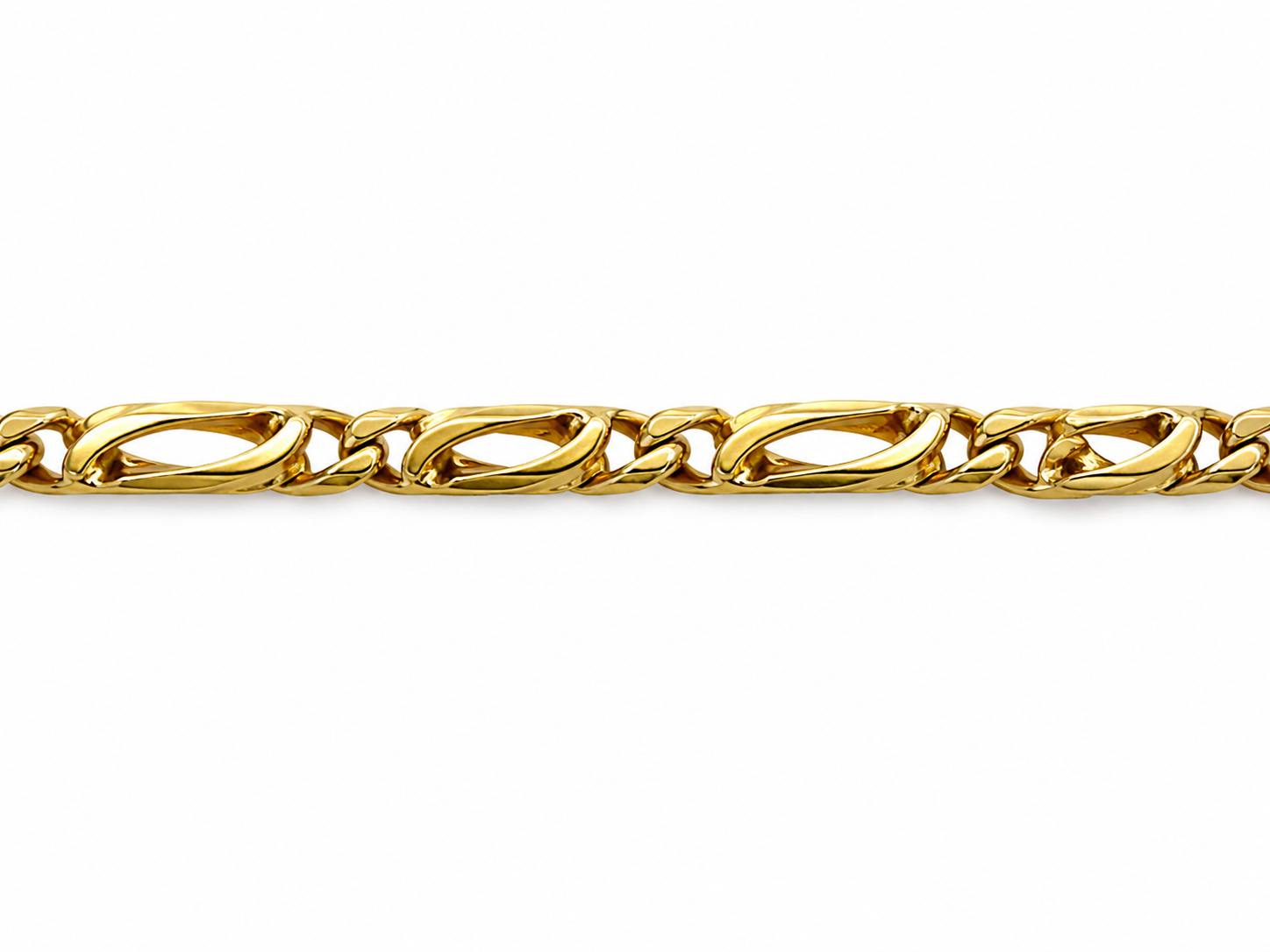 14KT Yellow Gold 4 MM Tiger Eye Link Chain