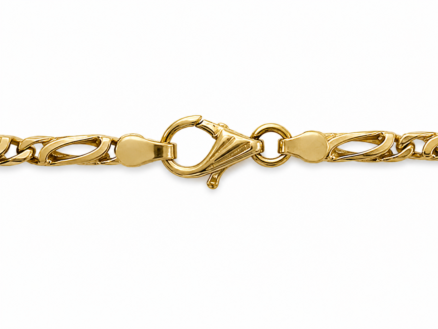14KT Yellow Gold 4 MM Tiger Eye Link Chain