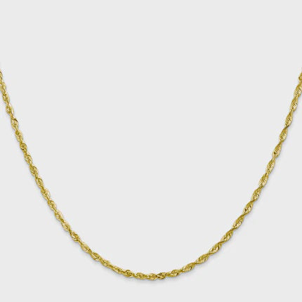 10KT Solid Yellow Gold 2 mm Rope Link Chain
