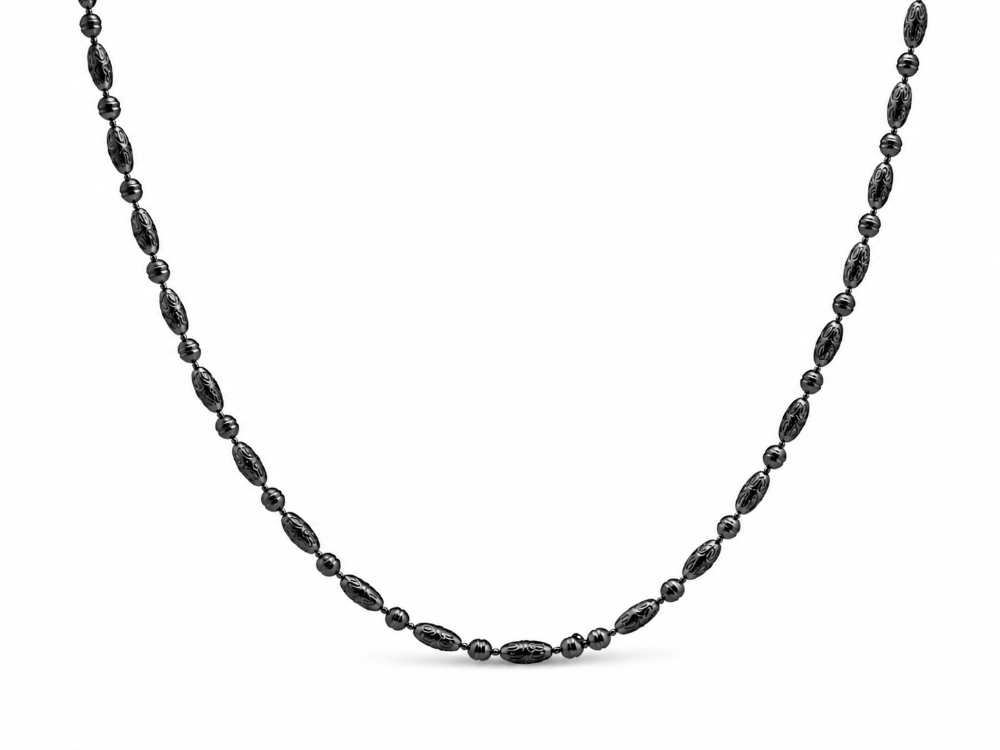 14KT Gold Black Round Oval Link Necklace