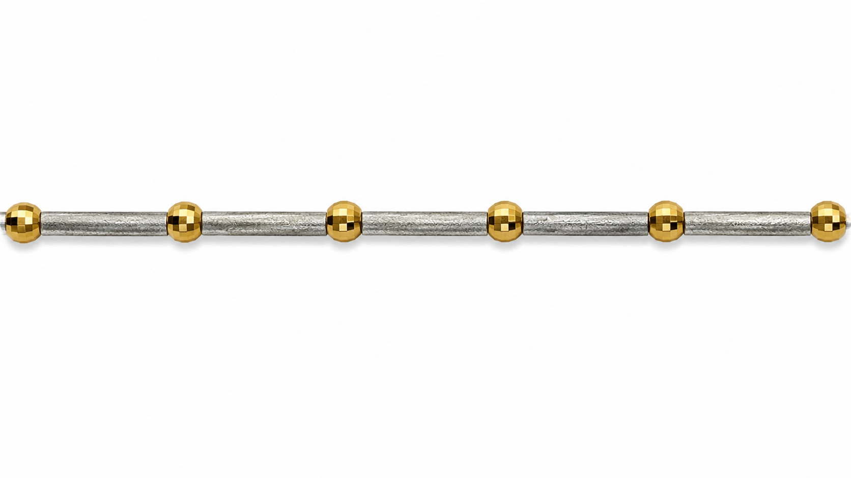 14KT Two Tone Gold Bars and Bead Necklace