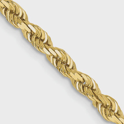 10KT Hollow Yellow Gold 3 MM Rope Chain