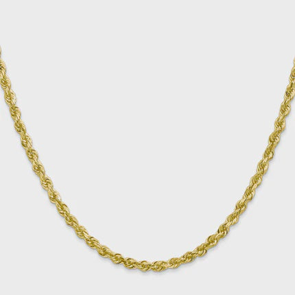 10KT Hollow Yellow Gold 3 MM Rope Chain