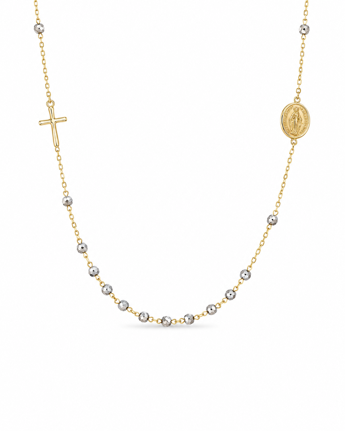 14KT Two Tone Gold 2 MM Rosary Style Necklace