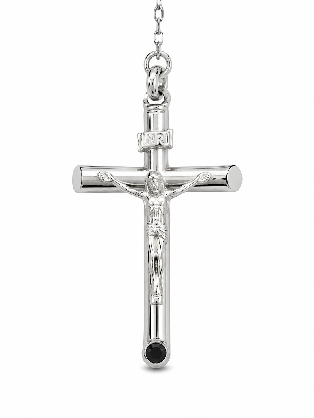 14KT White Gold 3 MM Rosary Style Necklace