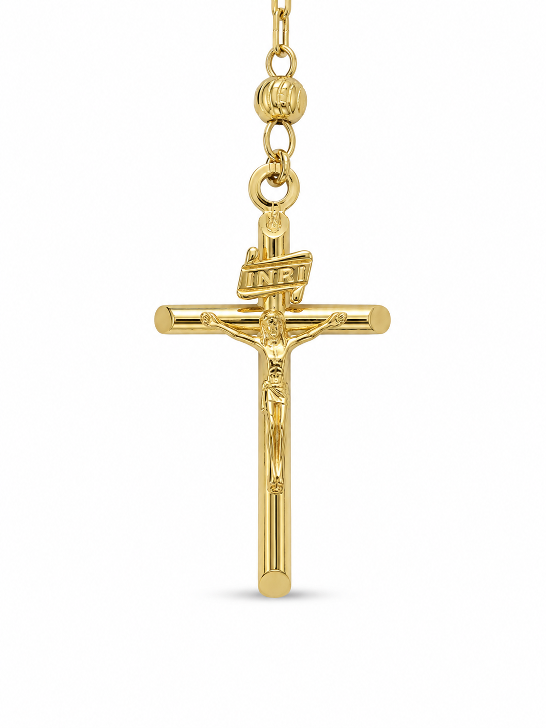 14KT Yellow Gold 4 MM Rosary Necklace
