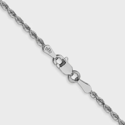 10KT Solid White Gold 2 MM Diamond Cut Rope Chain